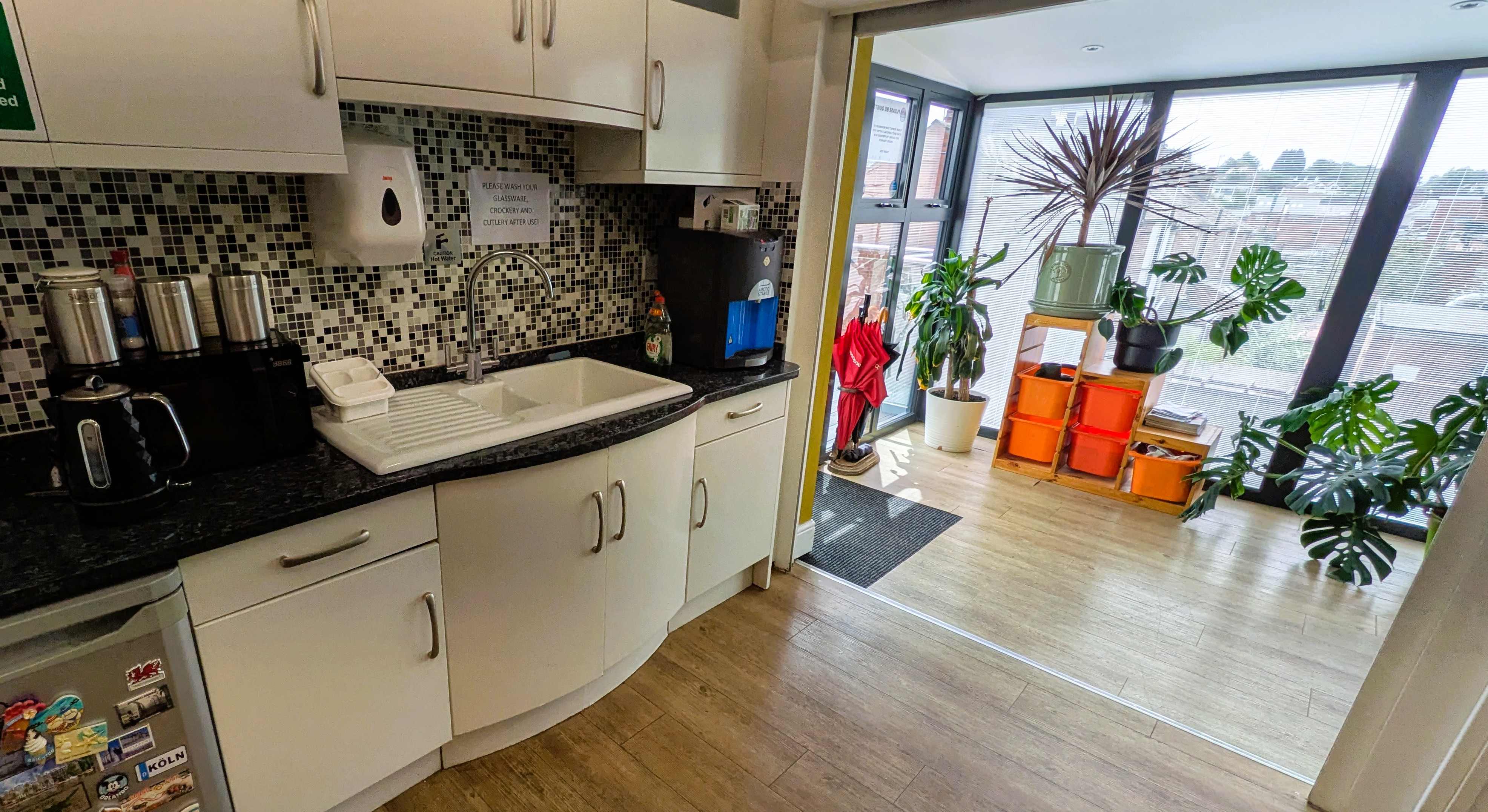 shared kitchen and reception 2 small